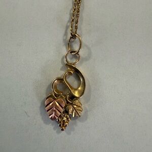 Gold and Pink Leaf Pendant Necklace